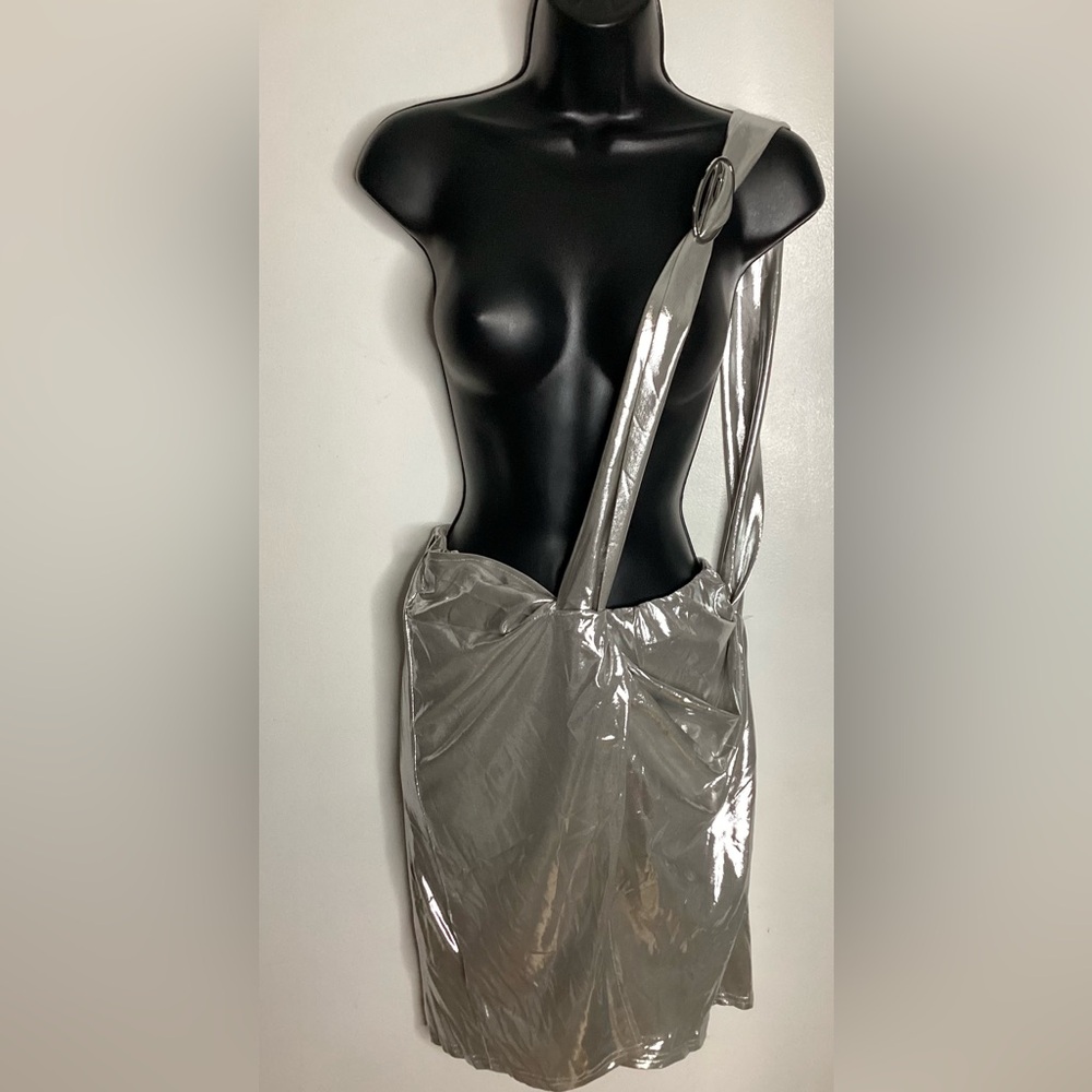 Diesel Metallic Silver One-Shoulder Dress